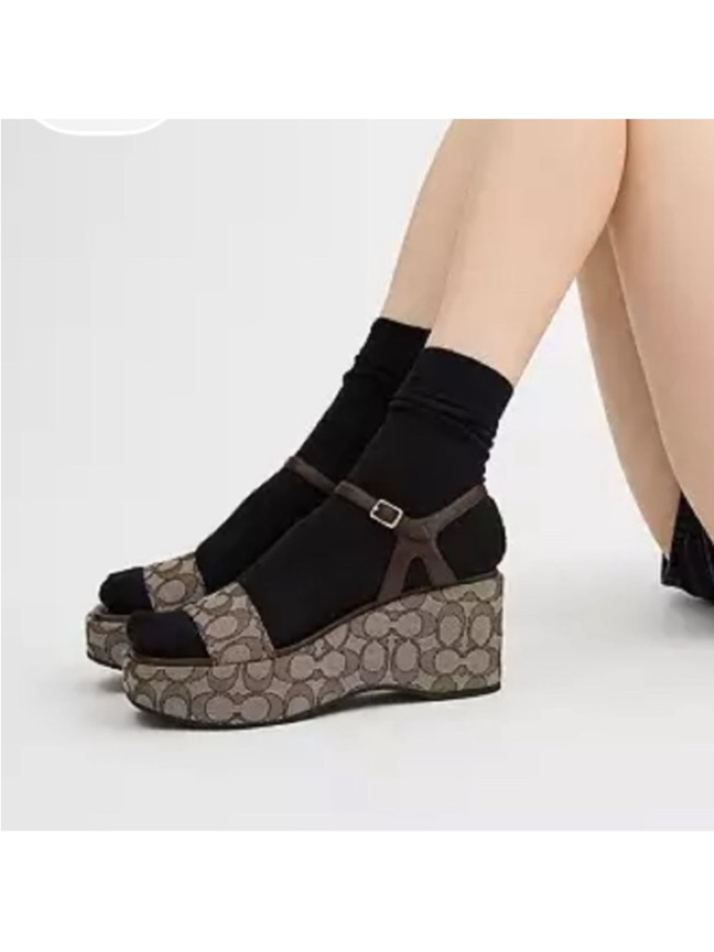 Coach Taupe/Brown Signature Platform Sandals - Picture 2 of 3